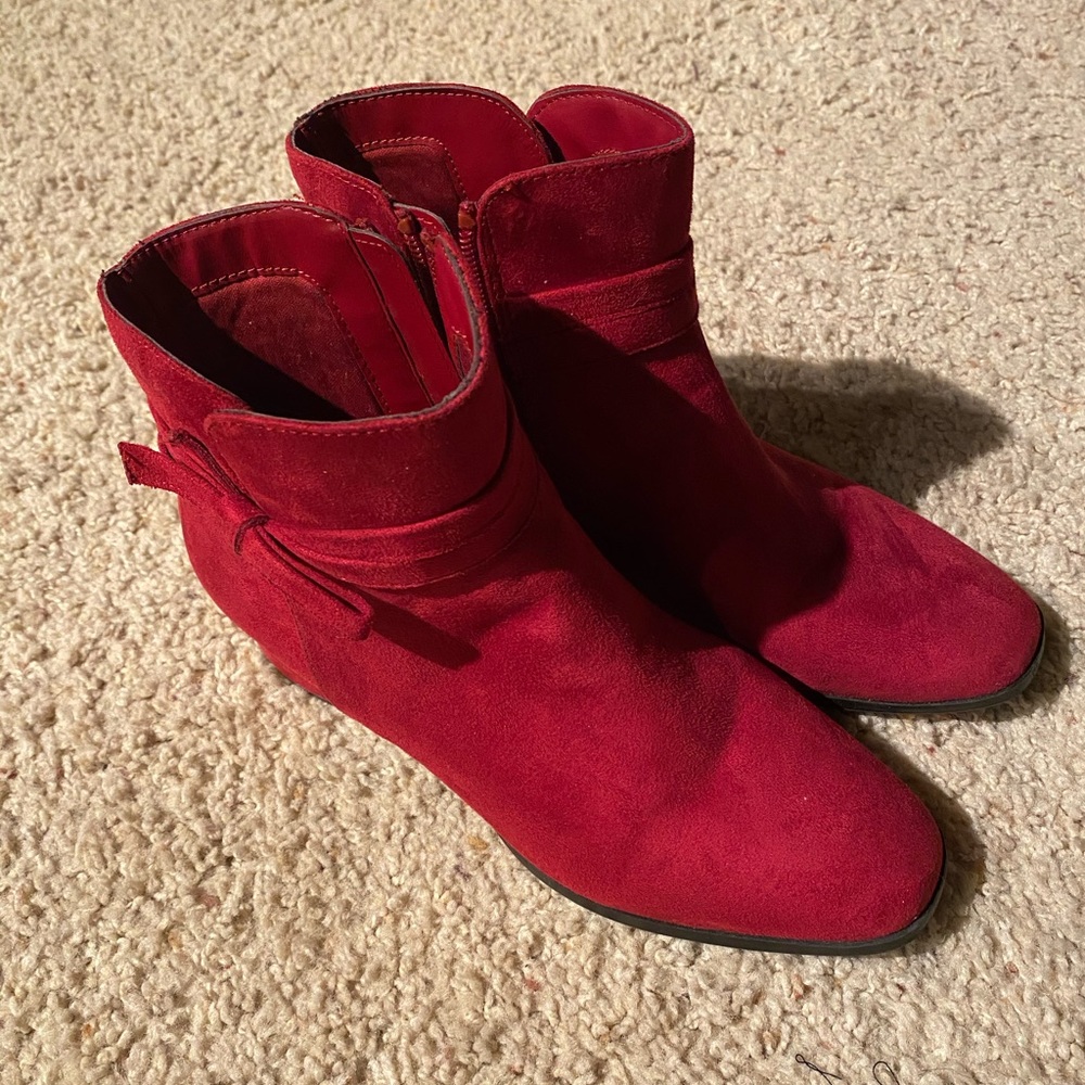 Red ankle booties